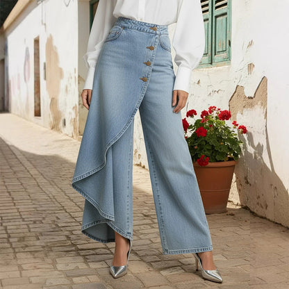 ⏳Limited-time 50% off⏰Asymmetrical Wrap Denim Skirt Pants👖👗