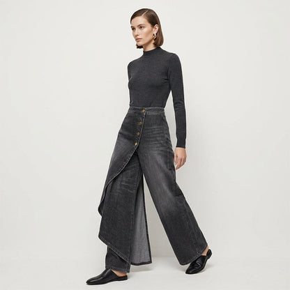 ⏳Limited-time 50% off⏰Asymmetrical Wrap Denim Skirt Pants👖👗