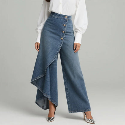 ⏳Limited-time 50% off⏰Asymmetrical Wrap Denim Skirt Pants👖👗