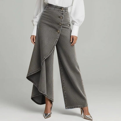 ⏳Limited-time 50% off⏰Asymmetrical Wrap Denim Skirt Pants👖👗