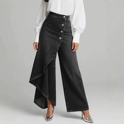 ⏳Limited-time 50% off⏰Asymmetrical Wrap Denim Skirt Pants👖👗