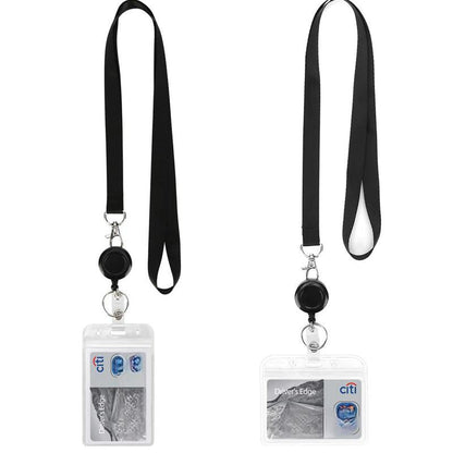 Black Lanyard and Waterproof ID Badge Holder Set