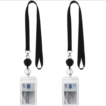 Black Lanyard and Waterproof ID Badge Holder Set