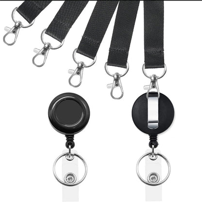 Black Lanyard and Waterproof ID Badge Holder Set