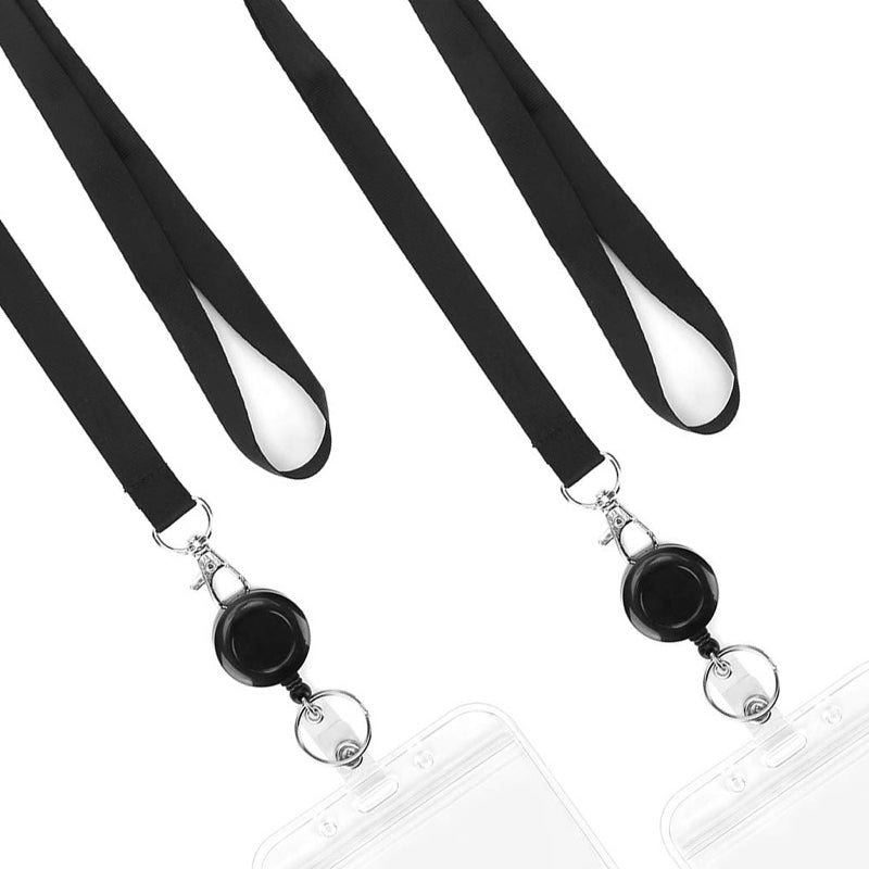 Black Lanyard and Waterproof ID Badge Holder Set