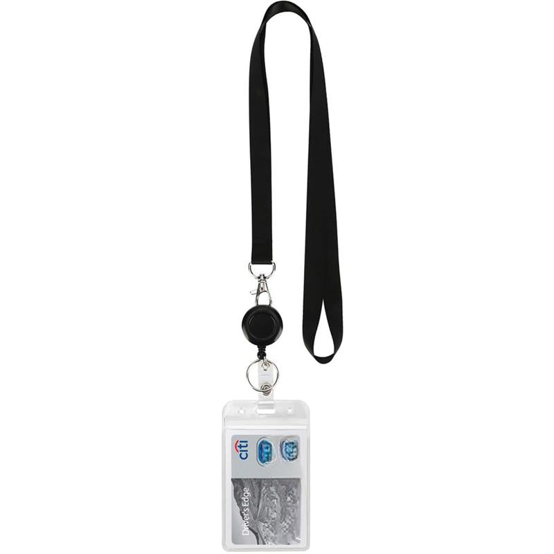 Black Lanyard and Waterproof ID Badge Holder Set