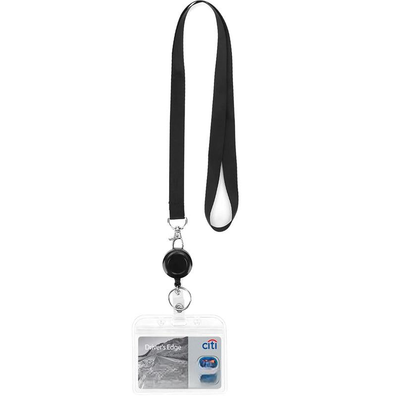 Black Lanyard and Waterproof ID Badge Holder Set