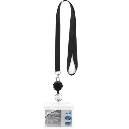 Black Lanyard and Waterproof ID Badge Holder Set