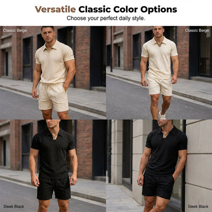 Men's Jacquard T Shirt & Shorts Set