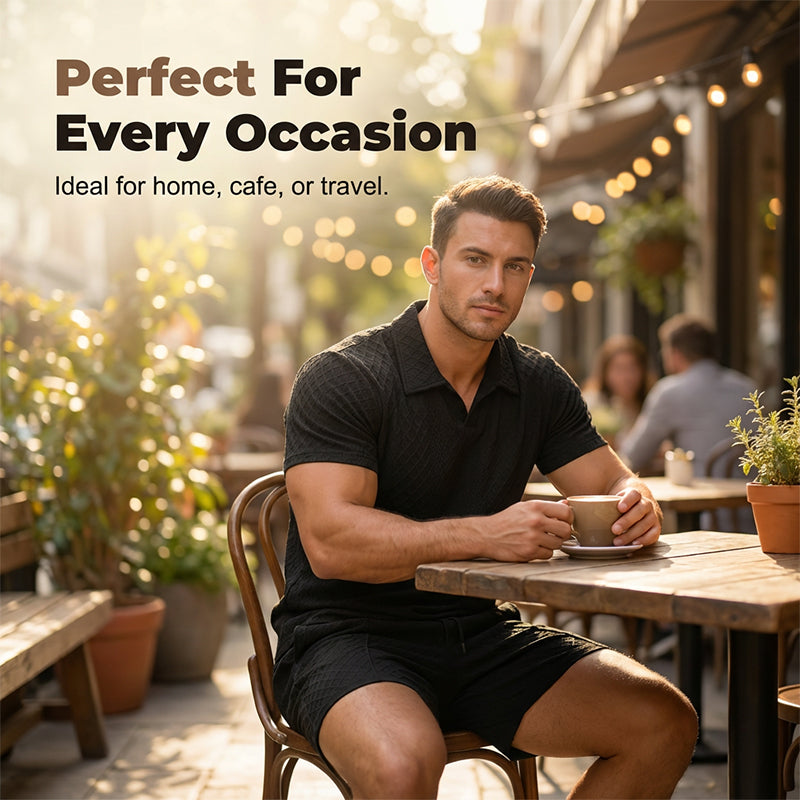 Men's Jacquard T Shirt & Shorts Set