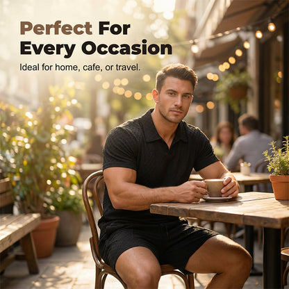Men's Jacquard T Shirt & Shorts Set
