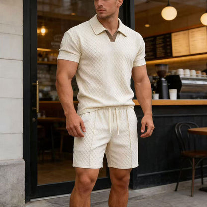 Men's Jacquard T Shirt & Shorts Set