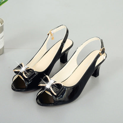 ⏰🔥LIMITED TIME 50% OFF! 👡 Women’s Elegant Peep-Toe Slingback Sandals – Mid-Heel, Bow Detail & Adjustable Strap ✨💖