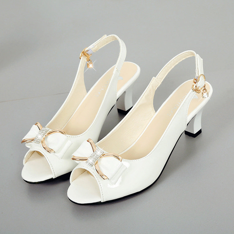 ⏰🔥LIMITED TIME 50% OFF! 👡 Women’s Elegant Peep-Toe Slingback Sandals – Mid-Heel, Bow Detail & Adjustable Strap ✨💖