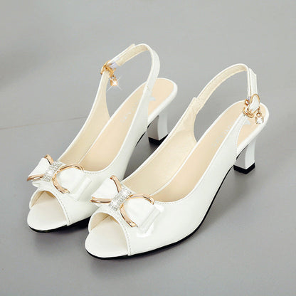 ⏰🔥LIMITED TIME 50% OFF! 👡 Women’s Elegant Peep-Toe Slingback Sandals – Mid-Heel, Bow Detail & Adjustable Strap ✨💖