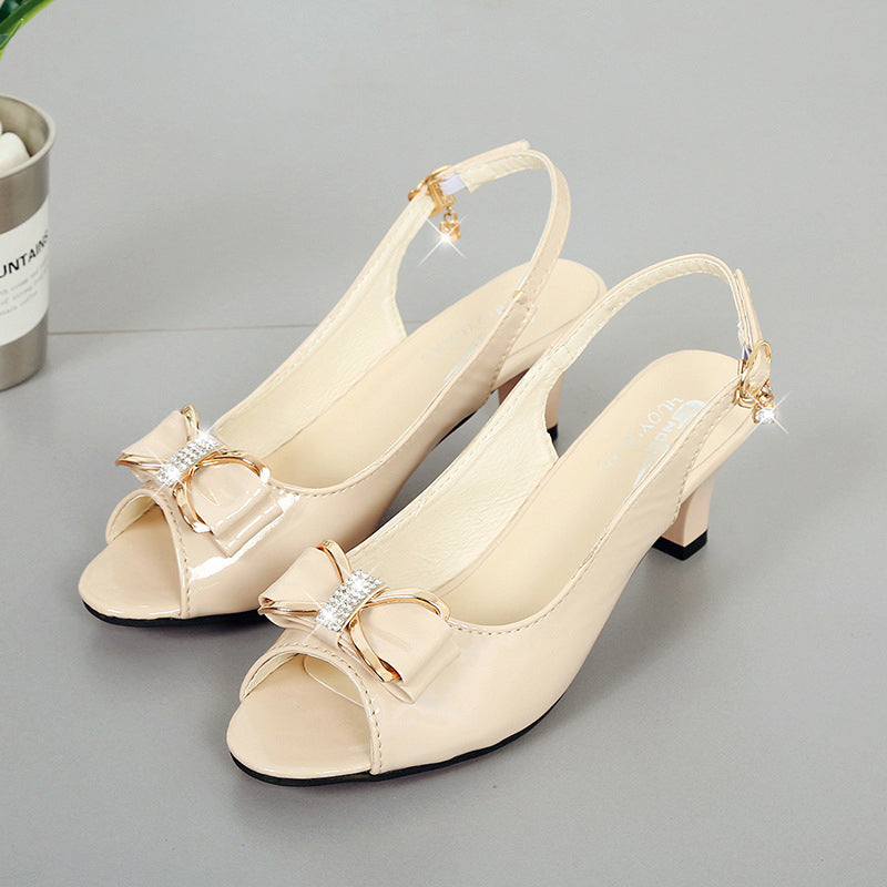 ⏰🔥LIMITED TIME 50% OFF! 👡 Women’s Elegant Peep-Toe Slingback Sandals – Mid-Heel, Bow Detail & Adjustable Strap ✨💖