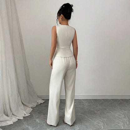 Women’s Sleeveless Vest & Wide-Leg Pants 2-Piece Set