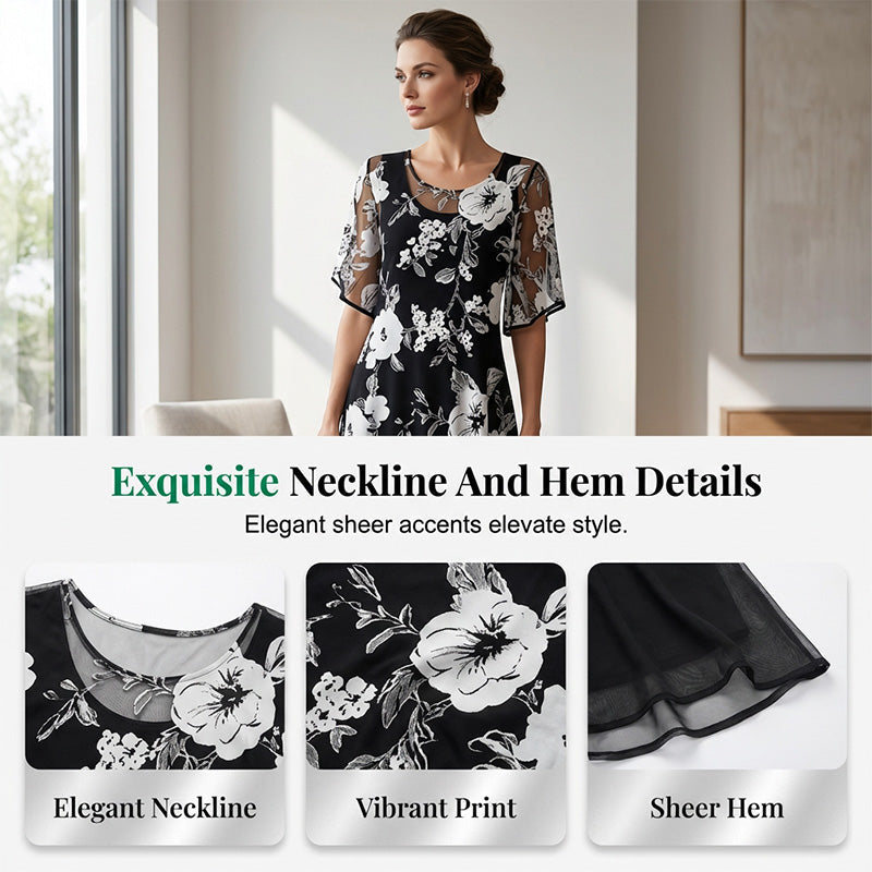 ⏰🔥LIMITED TIME 50% OFF! 🌸 Women’s Elegant Floral Print Chiffon Dress – Flowing, Lightweight & Perfect for Any Occasion ✨💃