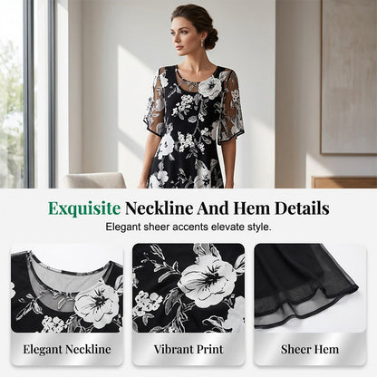 ⏰🔥LIMITED TIME 50% OFF! 🌸 Women’s Elegant Floral Print Chiffon Dress – Flowing, Lightweight & Perfect for Any Occasion ✨💃