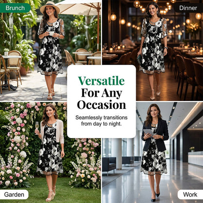 ⏰🔥LIMITED TIME 50% OFF! 🌸 Women’s Elegant Floral Print Chiffon Dress – Flowing, Lightweight & Perfect for Any Occasion ✨💃