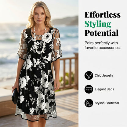 ⏰🔥LIMITED TIME 50% OFF! 🌸 Women’s Elegant Floral Print Chiffon Dress – Flowing, Lightweight & Perfect for Any Occasion ✨💃