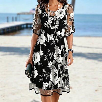 ⏰🔥LIMITED TIME 50% OFF! 🌸 Women’s Elegant Floral Print Chiffon Dress – Flowing, Lightweight & Perfect for Any Occasion ✨💃