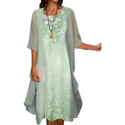 🔥50% OFF🔥Elegant Floral Print Dress Ensemble