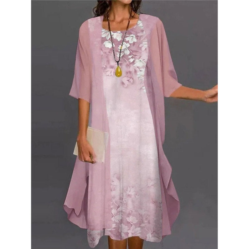 🔥50% OFF🔥Elegant Floral Print Dress Ensemble