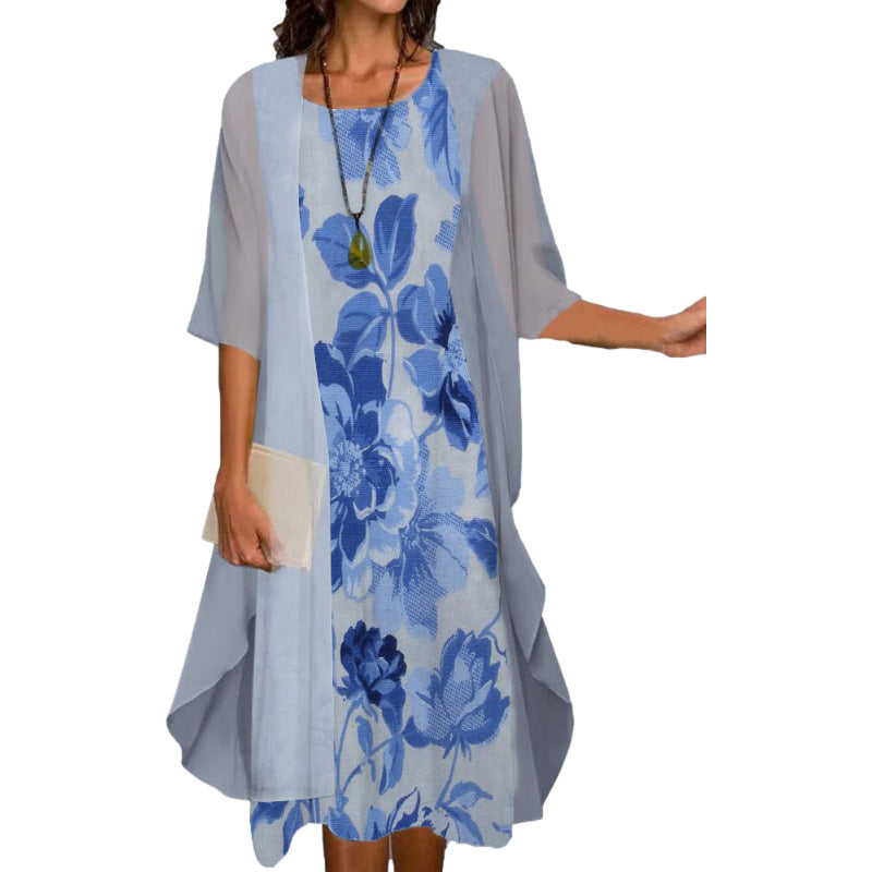🔥50% OFF🔥Elegant Floral Print Dress Ensemble
