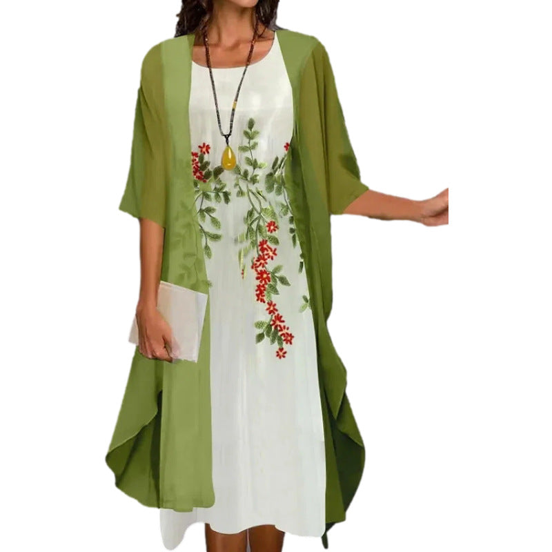 🔥50% OFF🔥Elegant Floral Print Dress Ensemble