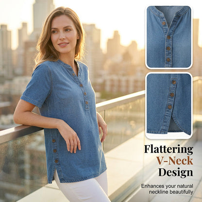 ⏰Women's Breathable Casual Denim Look Top