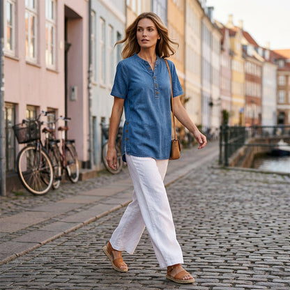 ⏰Women's Breathable Casual Denim Look Top