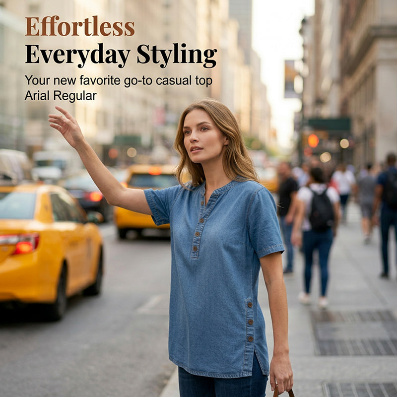 ⏰Women's Breathable Casual Denim Look Top
