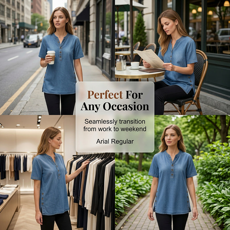 ⏰Women's Breathable Casual Denim Look Top