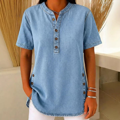 ⏰Women's Breathable Casual Denim Look Top