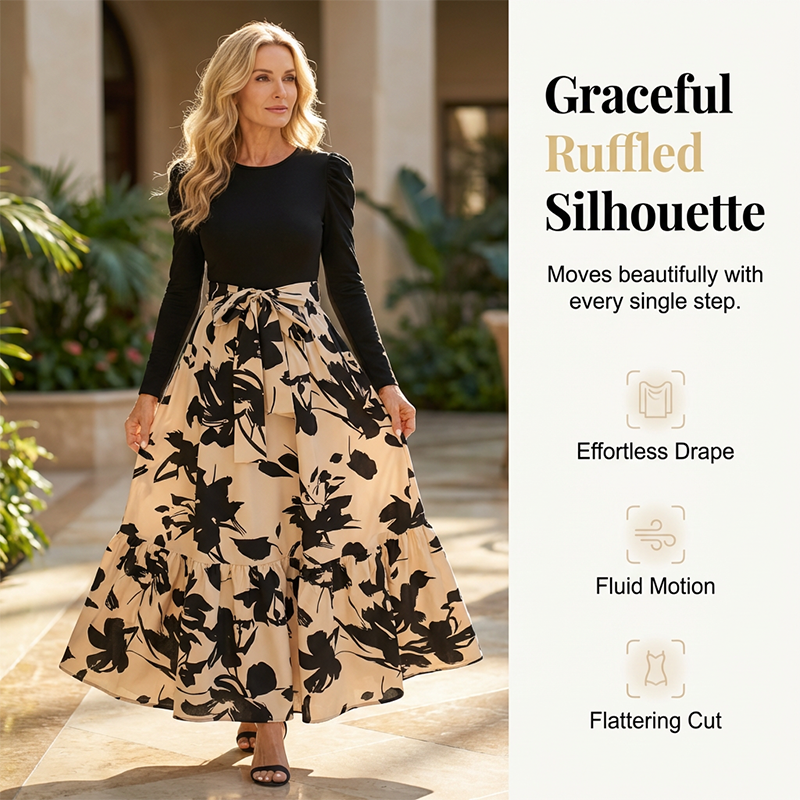 🌸Floral Long Sleeve A-Line Maxi Dress for Women💕