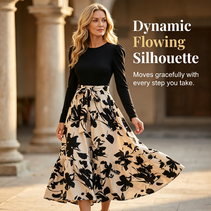🌸Floral Long Sleeve A-Line Maxi Dress for Women💕