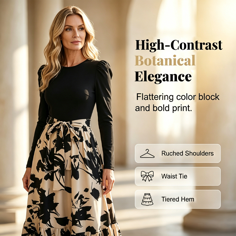 🌸Floral Long Sleeve A-Line Maxi Dress for Women💕