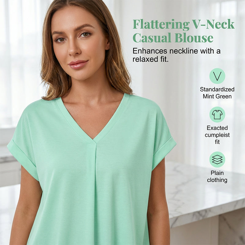Flowy Short Sleeve Top with Inverted Pleat Back