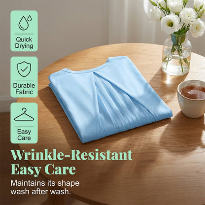 Flowy Short Sleeve Top with Inverted Pleat Back