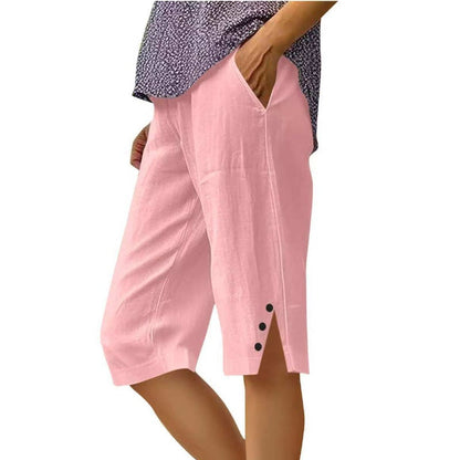 ⏳Time-Limited Special⏰Women's Casual Solid Color Pocket Capri Pants