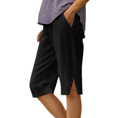 ⏳Time-Limited Special⏰Women's Casual Solid Color Pocket Capri Pants