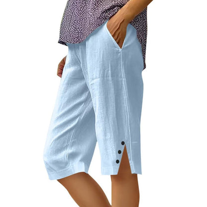 ⏳Time-Limited Special⏰Women's Casual Solid Color Pocket Capri Pants