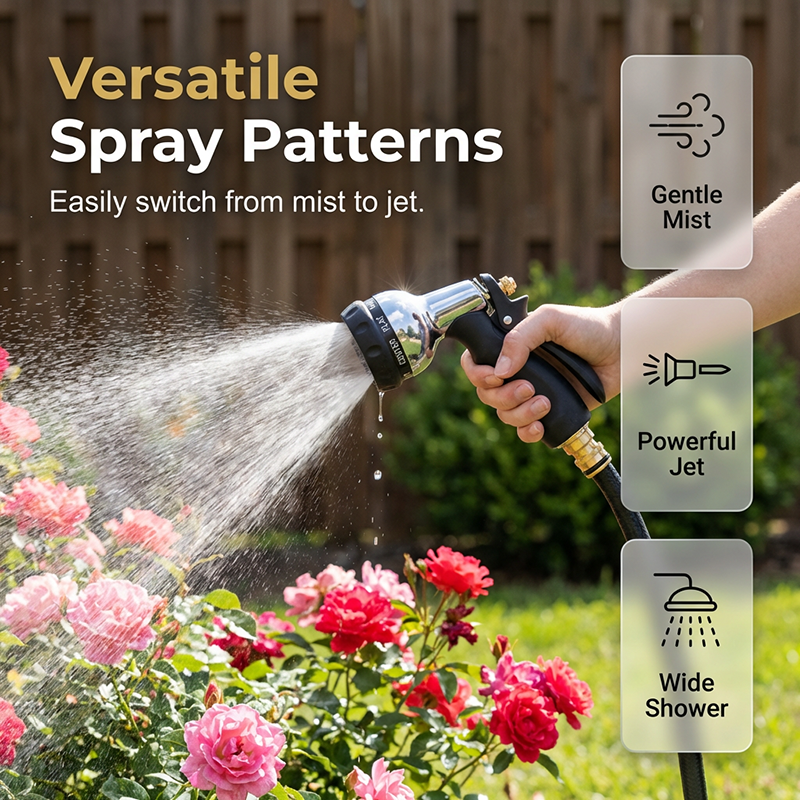 Heavy-Duty Metal Garden Hose Nozzle Sprayer