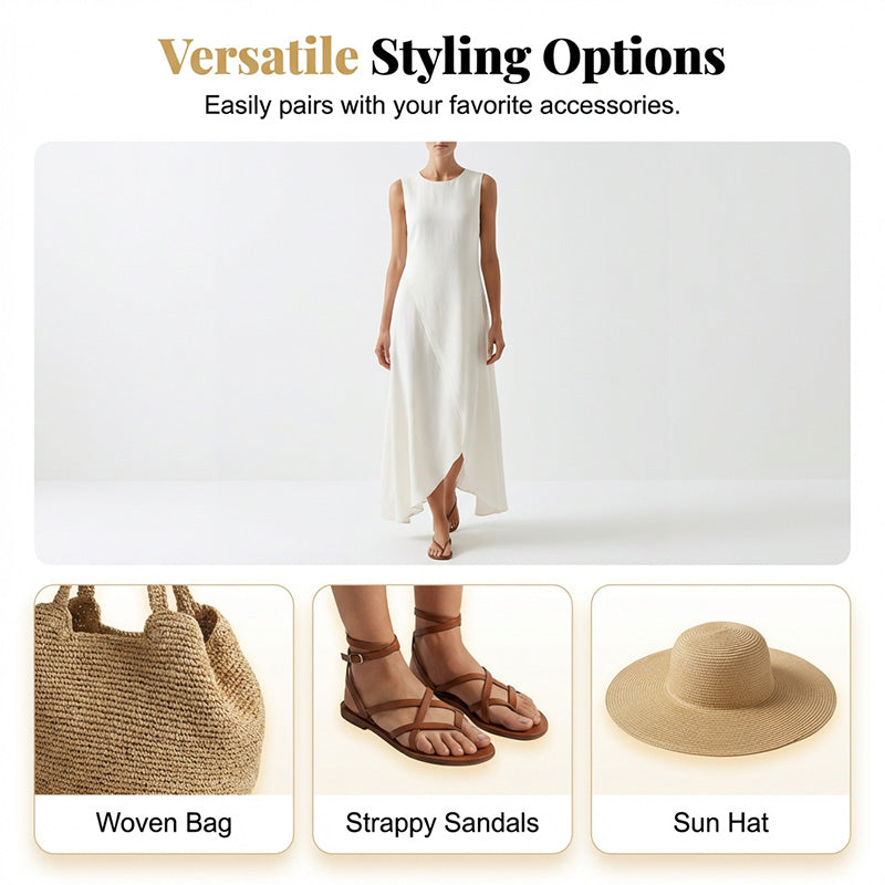 ⌛Limited-Time Offer-Chic Asymmetrical Sleeveless Maxi Dress