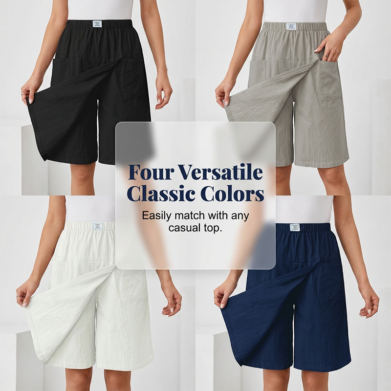 Women's Casual Elastic Waist Wrap Skort