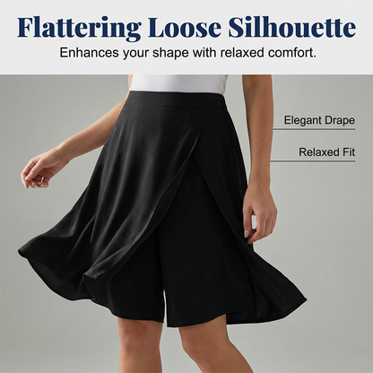 Women's Casual Elastic Waist Wrap Skort