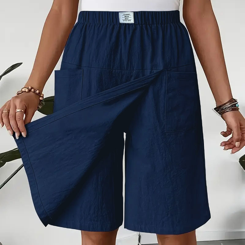 Women's Casual Elastic Waist Wrap Skort