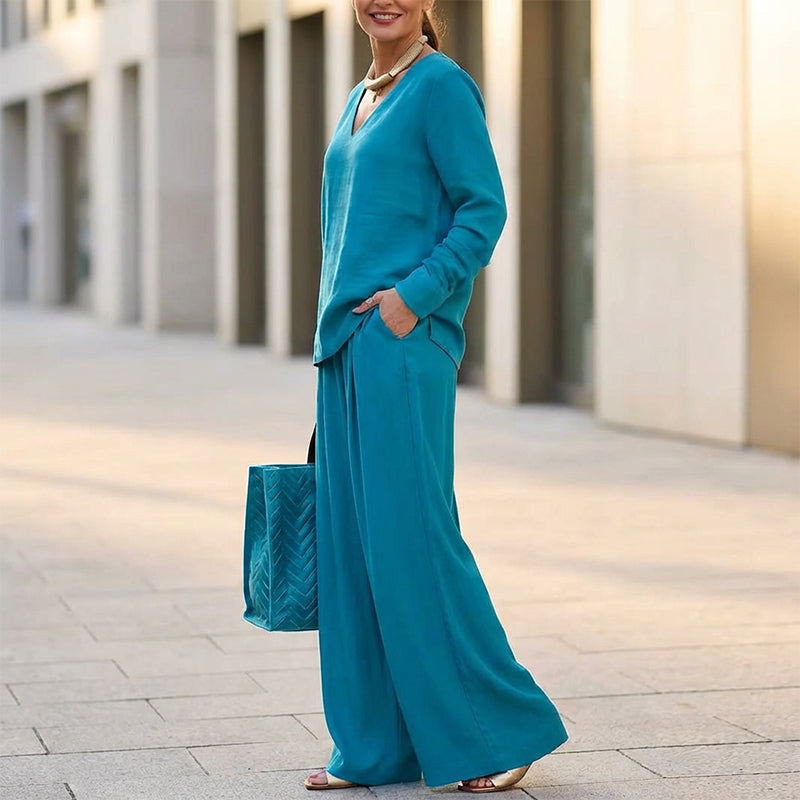 Women's V-Neck Casual 2-Piece Lounge Set
