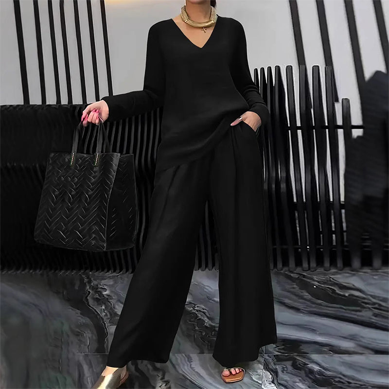 Women's V-Neck Casual 2-Piece Lounge Set